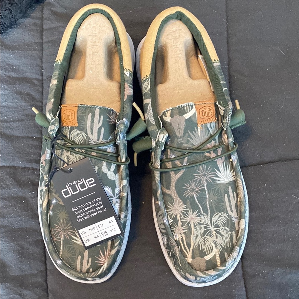 Hey Dude Green Cactus Print Shoes